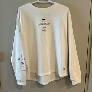 G-Star Raw Sweatshirt with dropped shoulders in white